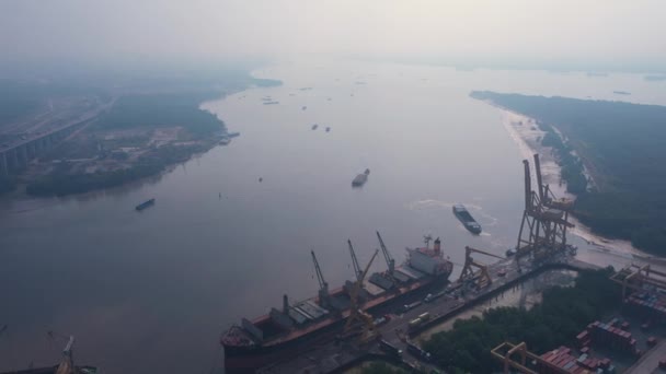 Fast Panning Drone Shot Phu Bridge Saigon River Chi Minh — Stock Video