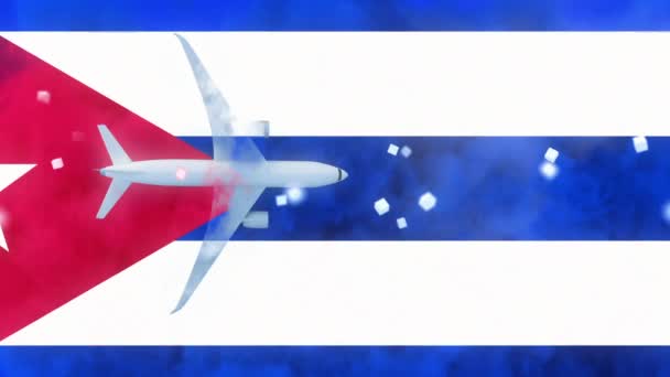 Cuban Airspace Airplane Flag Cuba Rendering — Stock video