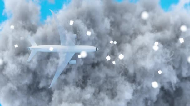 Slovenian Airspace Airplane Flag Slovenia Background Clouds Digital Cubes Rendering — Vídeo de Stock