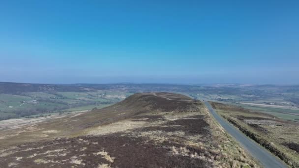 Moors Westerdale Aerial Footage North York Moors National Park Elevation — Stockvideo