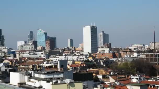 Detailed View Milan City Life Area Contrast Milanese Roofs — ストック動画