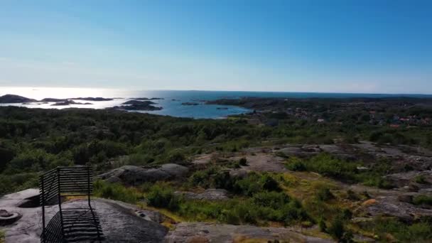 Scénický Seascape Lush Vegetation Vzdušný Dron Výstřel Sweeden — Stock video