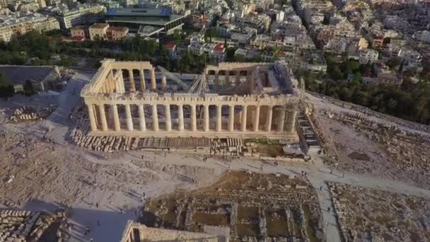 Acropoli Tempio Del Partenone Filmati Aerei Atene Grecia — Video Stock