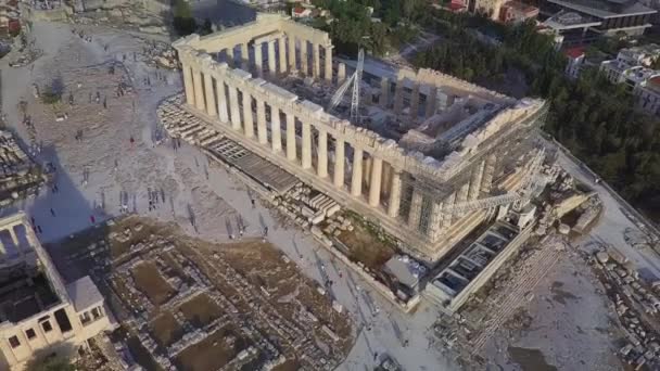 Acrópole Templo Parthenon Filmagem Aérea Antiga Atenas Grécia — Vídeo de Stock