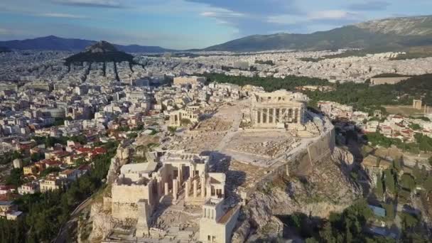 Antenna Che Circonda Antica Acropoli Partenone Atene Grecia — Video Stock