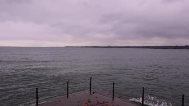 Bregenz Lake Promenade Autumn Rainy Day — Stockvideo