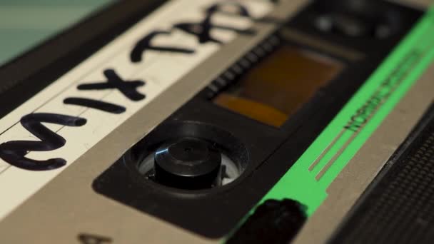Audio Cassette Mix Tape Playing Tape Deck Player Recorder Vintage — Vídeos de Stock