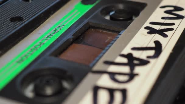 Audio Cassette Mix Tape Playing Tape Deck Player Recorder Vintage — Vídeo de Stock