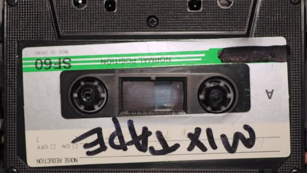 Audio Cassette Mix Tape Lecture Dans Enregistreur Lecteur Bande Musique — Video