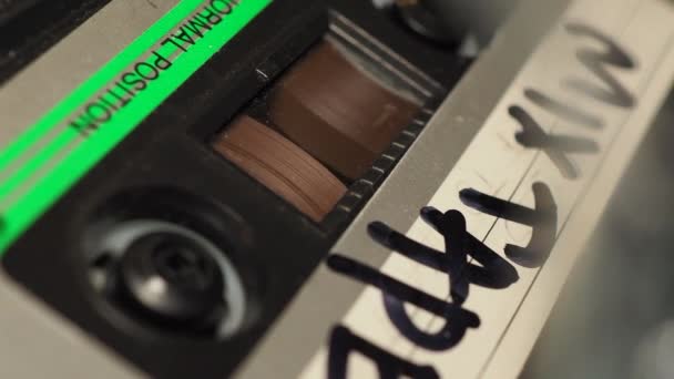 Audio Cassette Mix Tape Lecture Dans Enregistreur Lecteur Bande Musique — Video