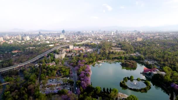 Drone Shot Main Lake Chapultepec Forest — Video