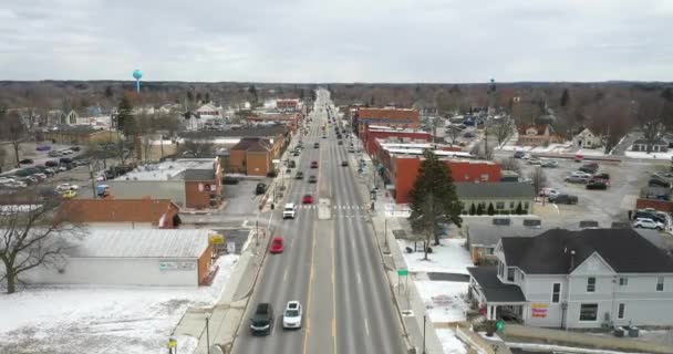 Oxford Michigan Downtown Drone Video Moving — стоковое видео