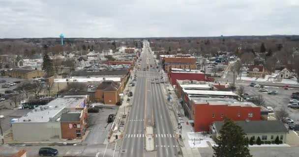 Oxford Michigan Downtown Drone Video Moving Forward — Video Stock