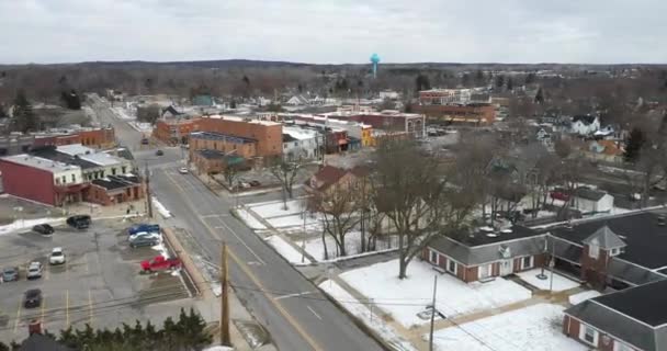 Oxford Michigan Neighborhood Downtown View Drone Moving Forward — Video Stock