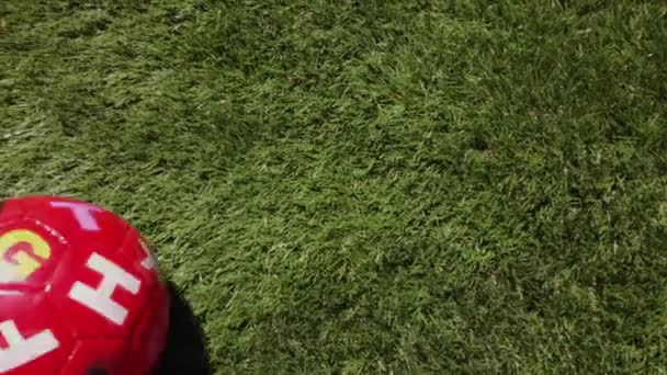 Bola Didática Futebol Com Letras Para Aprendizagem Das Crianças Brinquedo — Vídeo de Stock
