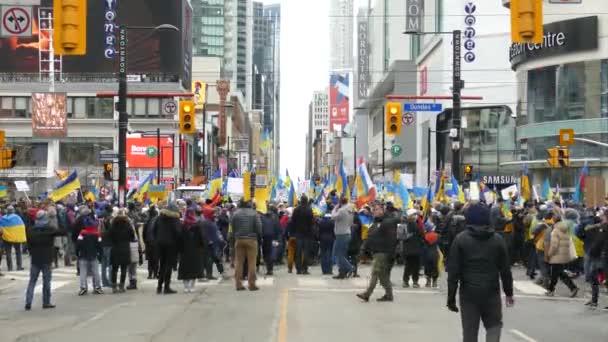 Manifestation Contre Guerre Ukraine Toronto Canada Vue Statique — Video