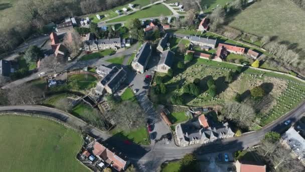 Rosedale Abbey Village Aerial Footage North York Moors National Park — Stockvideo