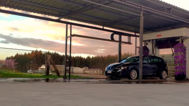 Timelapse Car Being Air Dried Automated Car Wash Service Station — Stok Video