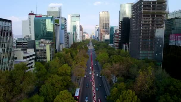 Bakåt Paseo Reforma Mexiko Stad — Stockvideo