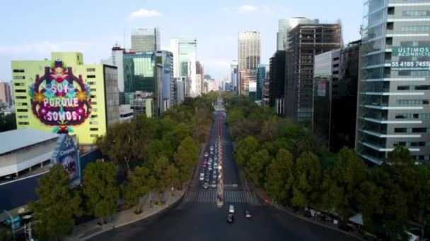 Frontal Shot Main Mexico City Avenue Paseo Reforma — стокове відео