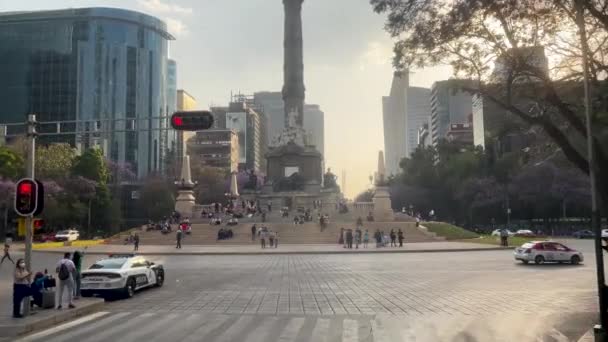 Scène Van Mexico Stad Belangrijkste Monument Engel Onafhankelijkheid — Stockvideo