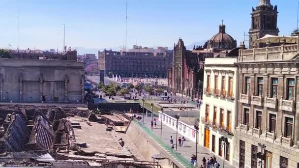 Tiro Templo Alcalde Zócalo Ciudad México — Vídeo de stock