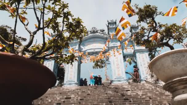 Slowly Moving Stairs Flowerpots Hills Vietnam — Stok video