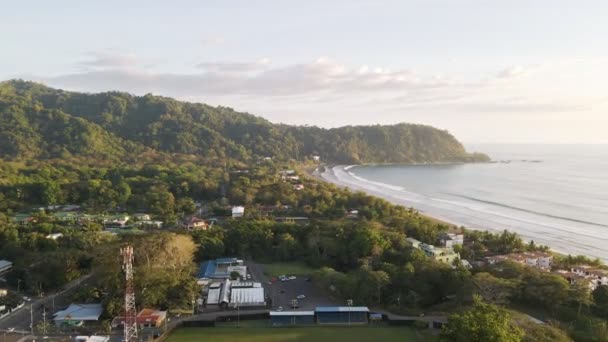 Small Coastal Town Jaco Tropical Pacific Coast Costa Rica Sunset — стоковое видео