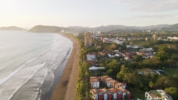 Sunset Sandy Beach Stunning Seaside Town Jaco Pacific Coast Costa — Vídeo de Stock