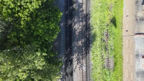 Flygfoto Efter Tågspåren — Stockvideo