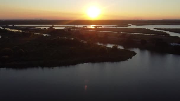 Uma Filmagem Larga Cima Por Drone Pôr Sol Bonito Que — Vídeo de Stock