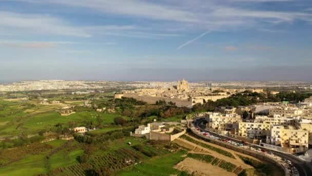 Fly Malta Its Unique Ancient Architecture Aerial Shot — Vídeos de Stock