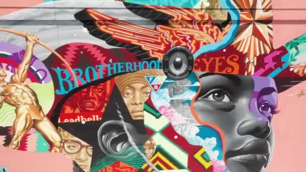 Dallas Wall Art Mural Deep Ellum Brotherhood Eyes — Stockvideo