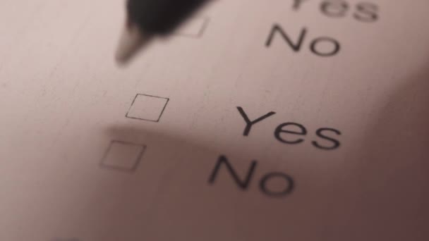 Crossing Yes Word Selection Box Survey Form Close — Vídeos de Stock