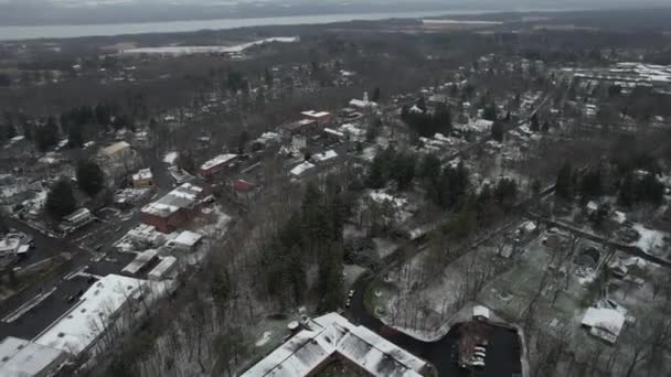Aerial View Residential Neighborhood Trumansburg Usa Cold Winter Day — Video Stock