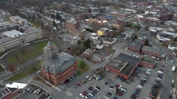 Downtown Kingston Usa Drone Aerial View City Hall Neighborhood Buildings — стокове відео