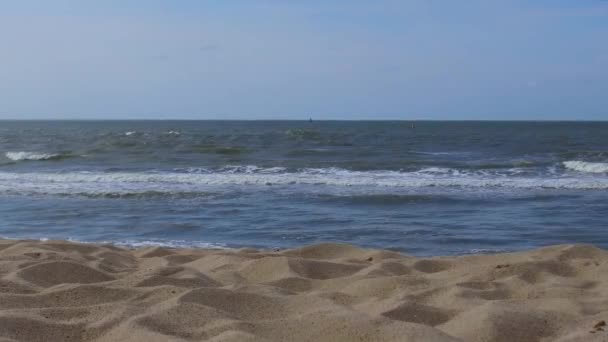 Zandstrand Aan Noordzee Oostende België — Stockvideo