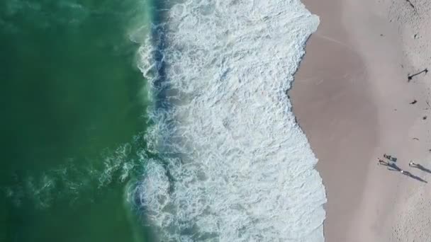 Tourist Strolling Sandy Seashore Blouberg Beach Cape Town South Africa — Wideo stockowe