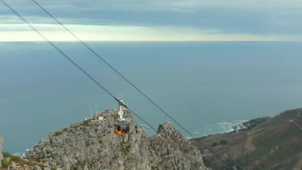 Вид Спуска Канатной Дороги Столовую Гору Кейптауне Южная Африка Трекинг — стоковое видео