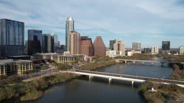 Austin Colorado Nehri Üzerinde Skyline — Stok video