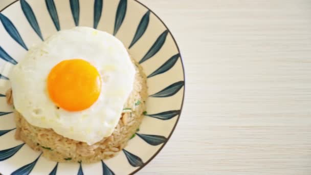 Fried Rice Pork Fried Egg Japanese Style Asian Food Style — Stock Video