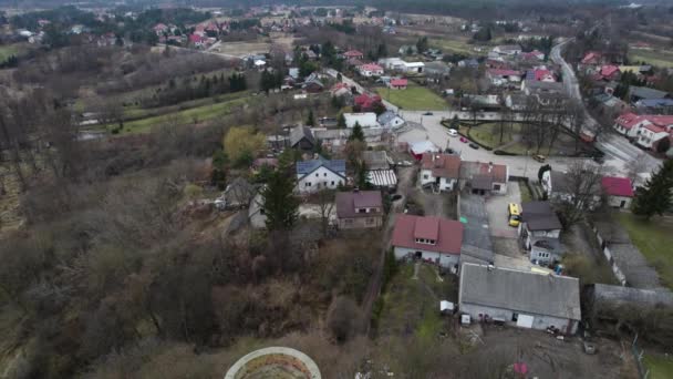 Kastil Czersk Milik Gora Kalwaria Drone Landscape Aerial City View — Stok Video