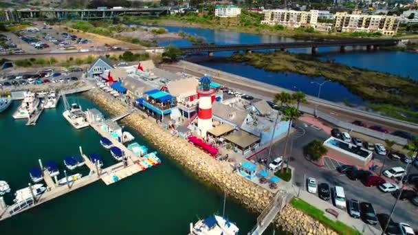 Oceanside Harbor Village Boats Drone — Vídeos de Stock