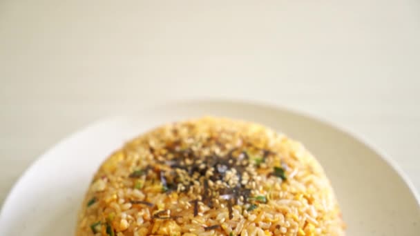 Τηγανητό Ρύζι Αυγό Κορεάτικο Στυλ Ασιατικό Στυλ Φαγητού — Αρχείο Βίντεο