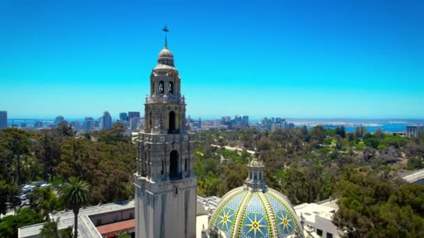 Balboa Park San Diego Drone — стоковое видео