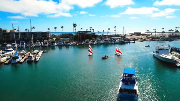 Oceanside Harbor Boats Drone Shot — Wideo stockowe