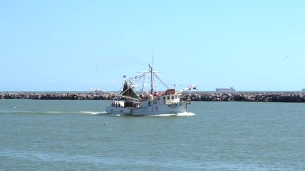 Barco Pesca Aproxima Porto Tampico Veracruz México — Vídeo de Stock