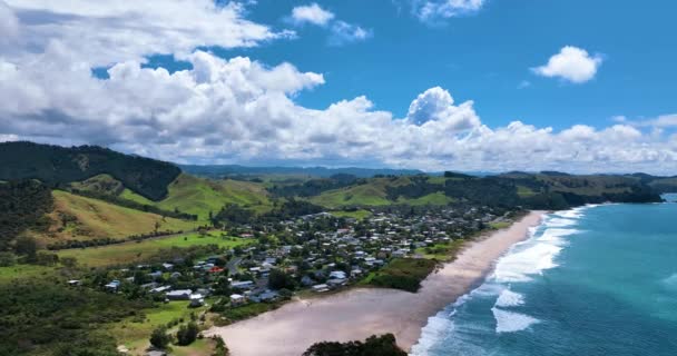 Flug Über Neuseeland Whiritoa Coromandel — Stockvideo