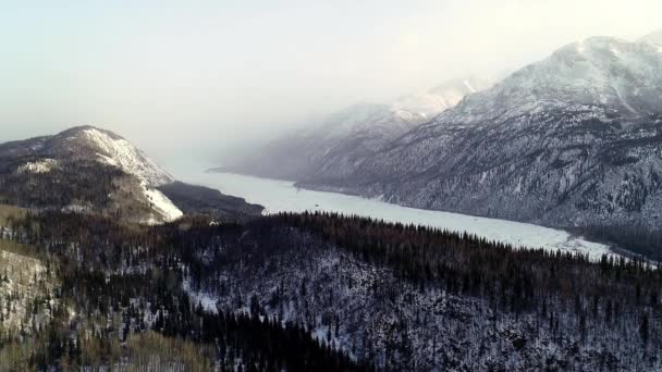 60Fps Aerial Video Matanuska River Alaska Shot Early Spring — стоковое видео