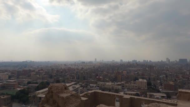 Cairo Urbanscape Dia Nublado Egito Alto Ângulo — Vídeo de Stock